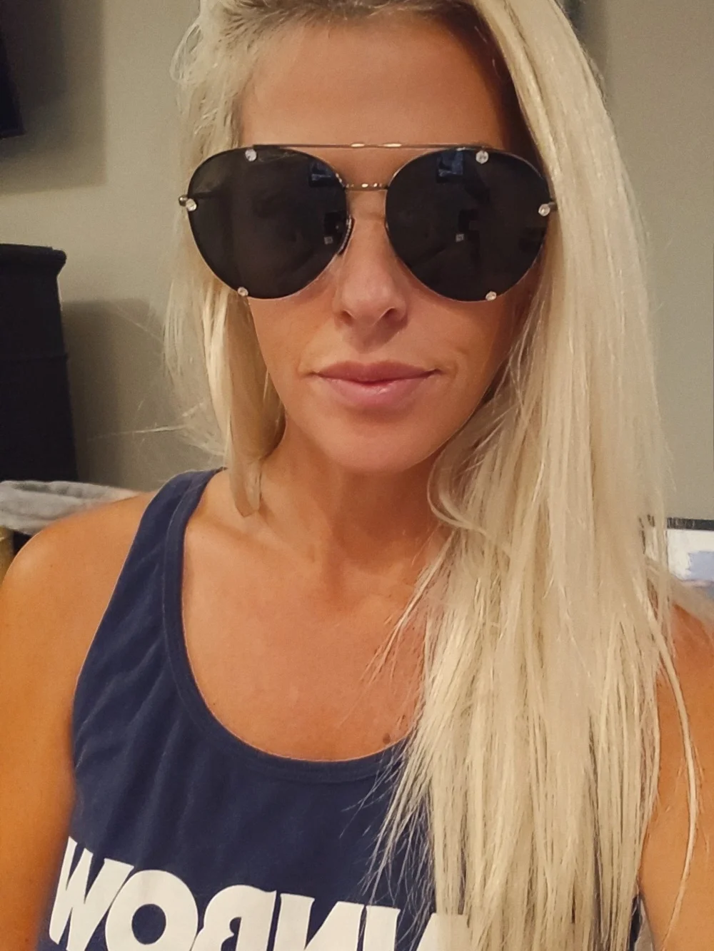 Valentino Women's Black Aviator Sunglasses with Crystal Accents